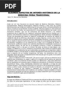 Algunos Aspectos de Interés Histórico de la Medicina China Tradicional