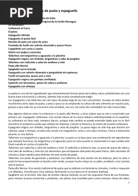 Especial cocina italiana de pasta y espaguetis
