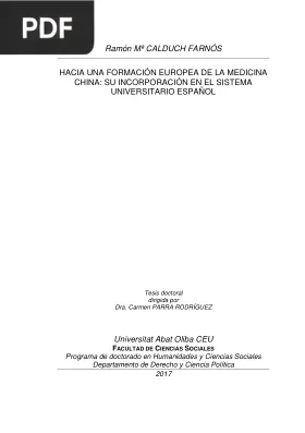 Hacia una Formación Europea de la Medicina China: Su Incorporación en el Sistema Universitario Español