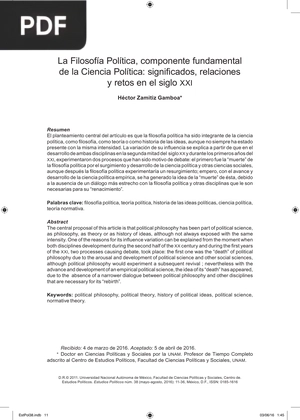 La Filosofía Política, Componente Fundamental de la Ciencia Política