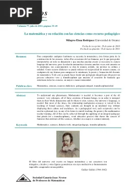La matemática y su relación con las ciencias como recurso pedagógico
