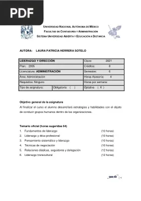 Liderazgo y dirección (guía de estudio)