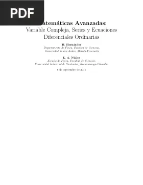 Matemáticas Avanzadas: Variable Compleja, Series y Ecuaciones Diferenciales Ordinarias