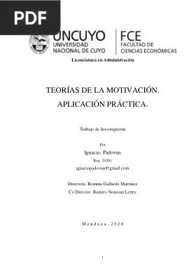 Teorías de la Motivación. Aplicación práctica